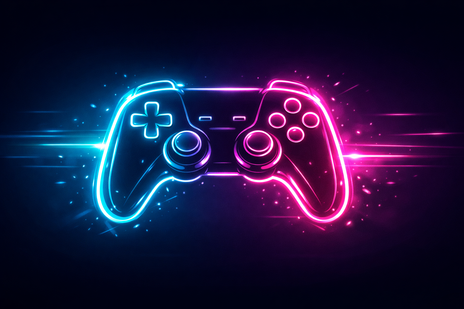 Soyut neon oyun kumandası illüstrasyonu